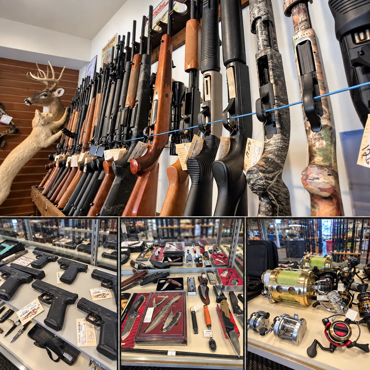 Rifles, shotguns and handguns on display at Triple Diamond Pawn