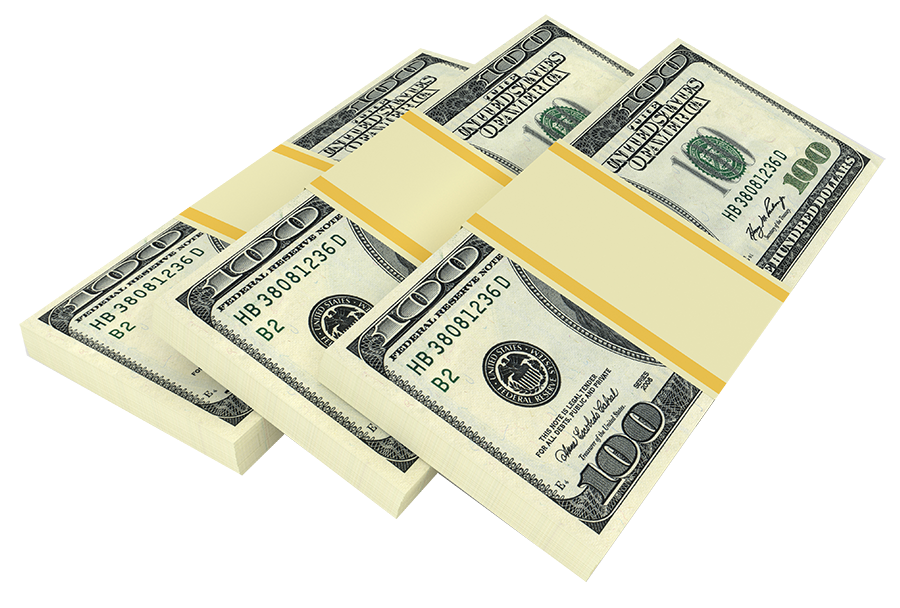 Stacks of hundred-dollar bills