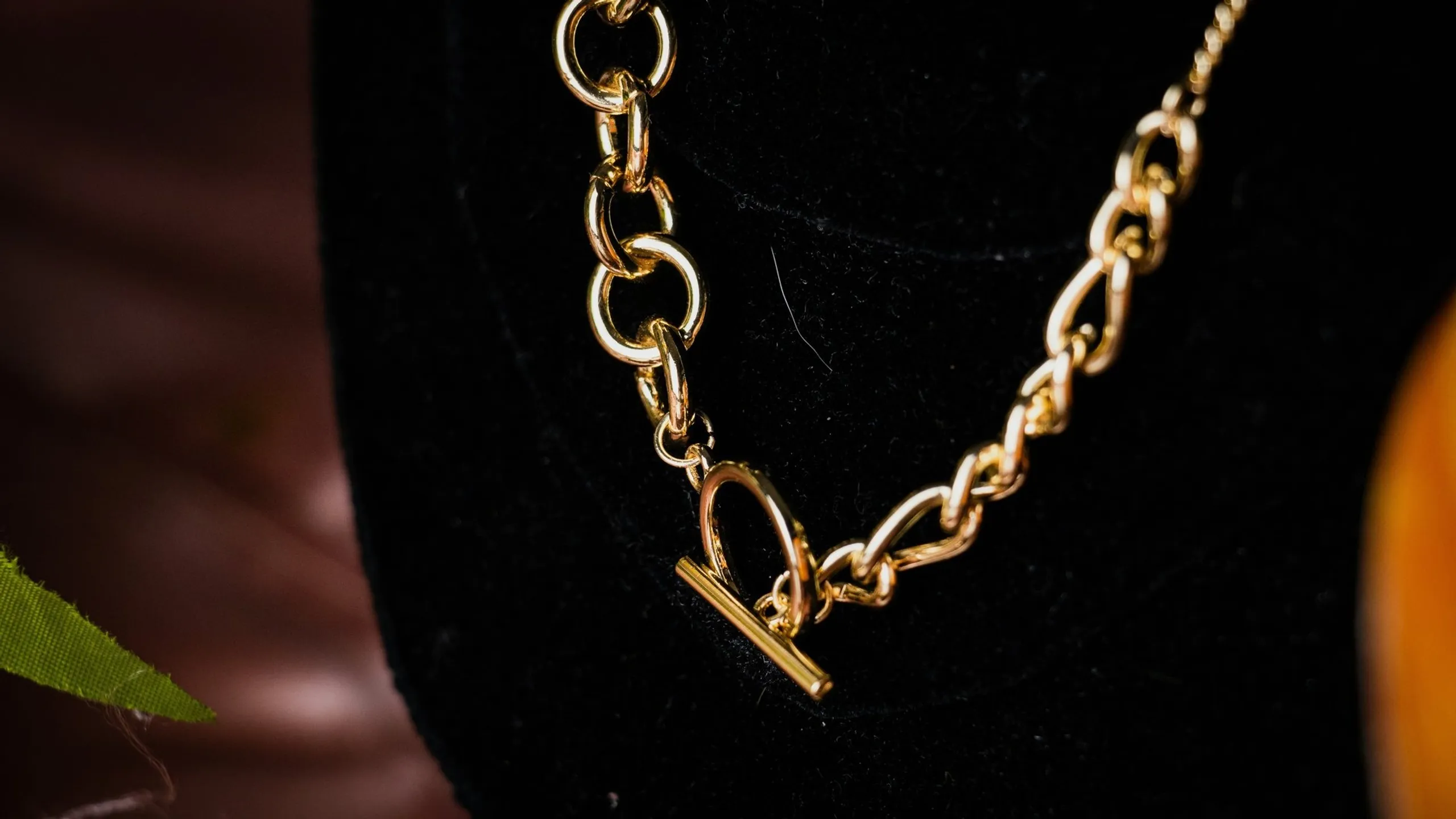 Gold chain necklace on black velvet at Triple Diamond Pawn and Jewelry in Ocean Springs, MS